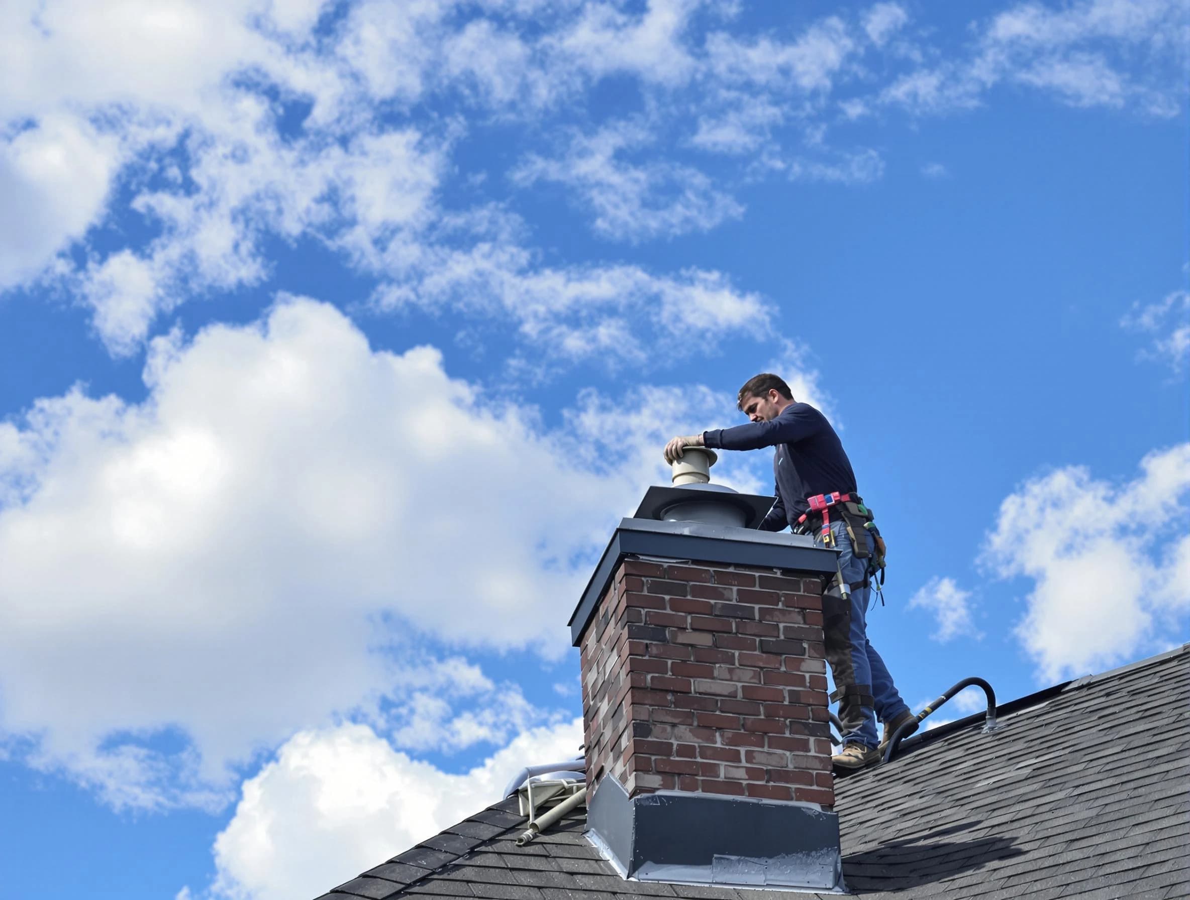 Leominster Chimney Sweep installing a sturdy chimney cap in Leominster, MA