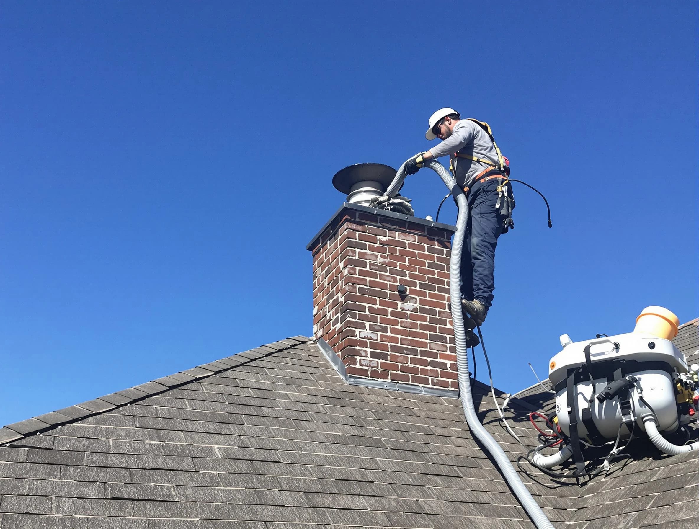 Dedicated Leominster Chimney Sweep team member cleaning a chimney in Leominster, MA
