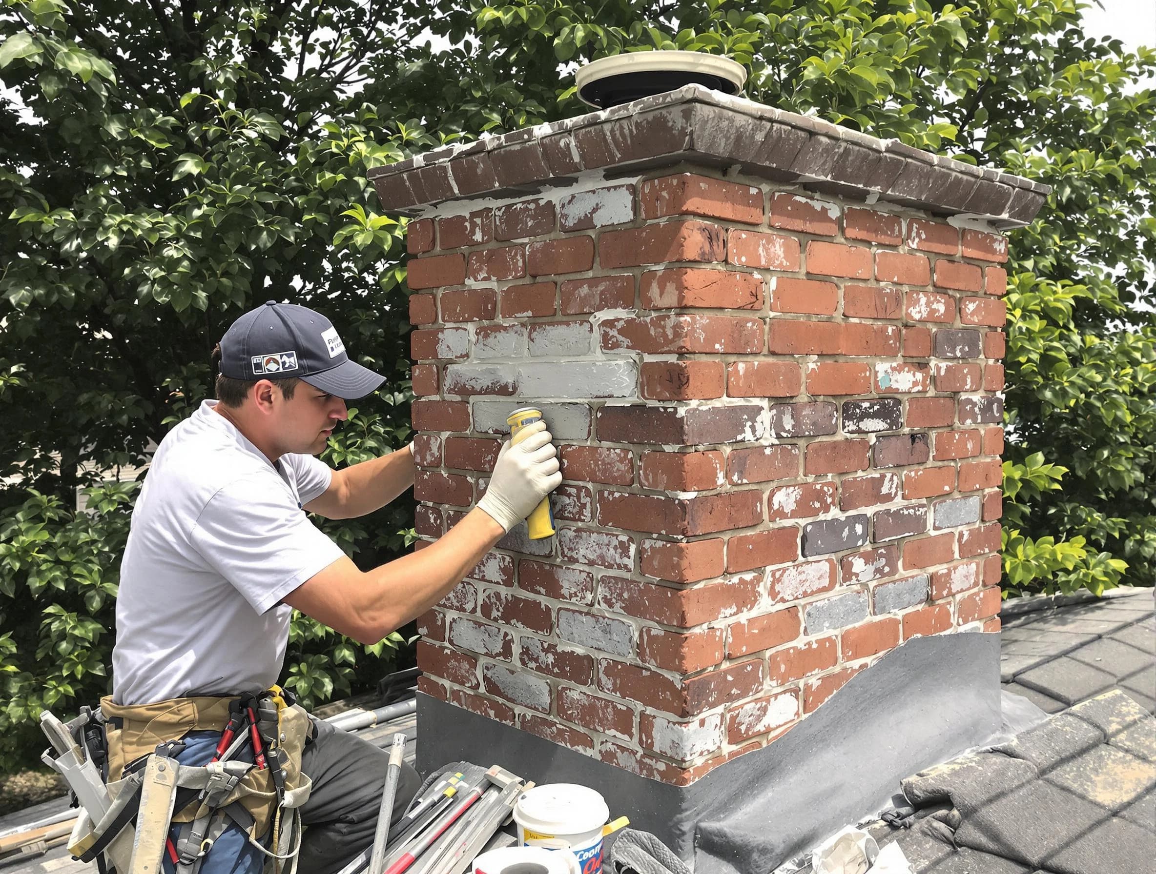 Leominster Chimney Sweep restoring an aging chimney in Leominster, MA