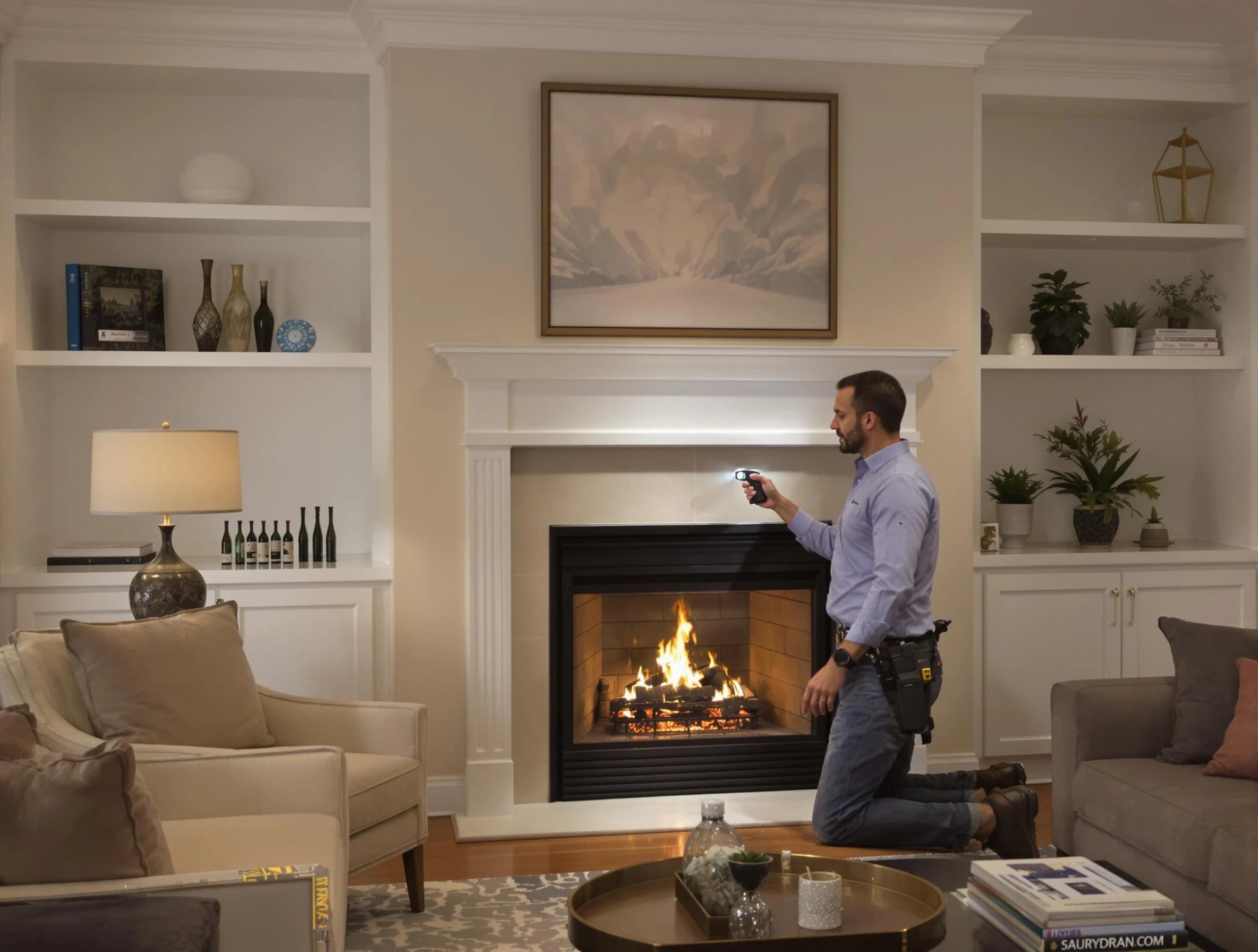 Leominster Chimney Sweep conducting a fireplace safety inspection in Leominster, MA