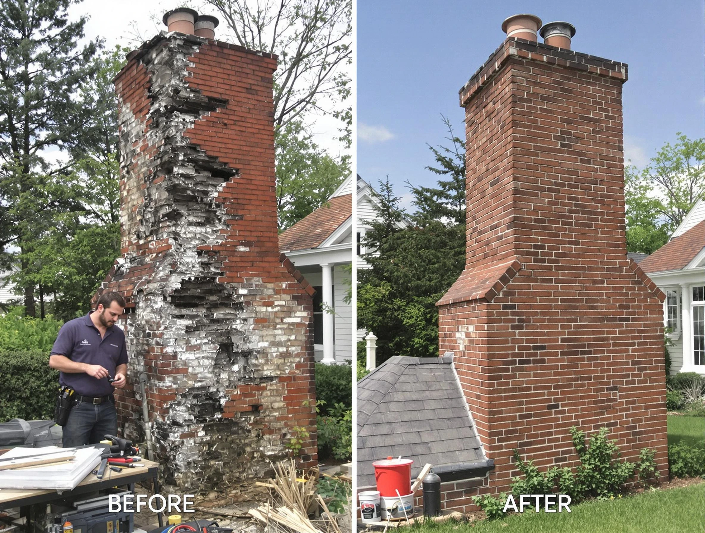 Leominster Chimney Sweep performing a full chimney restoration in Leominster, MA