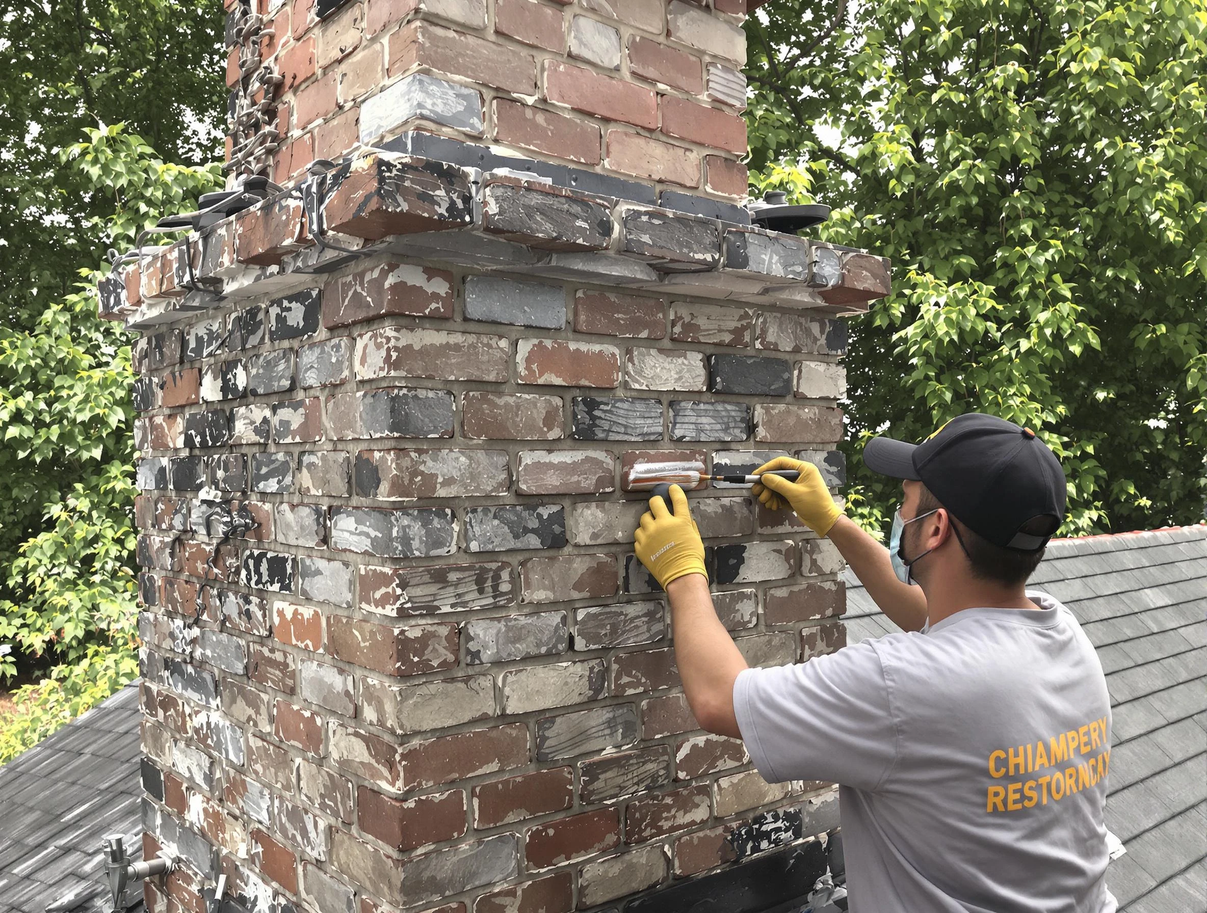 In-progress chimney restoration by Leominster Chimney Sweep in Leominster, MA